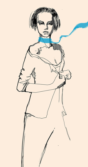 blue scarf sketch