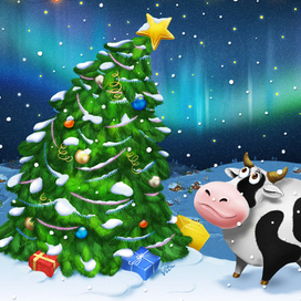 Иллюстрация для новогодней открытки