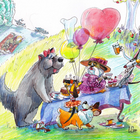 на лужайке в парке