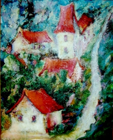 пейзаж с красными крышами