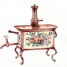 Самовар дорожный (иллюстрация для календаря)