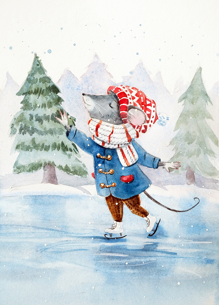 Мышка на коньках