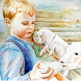 Мальчик и козочки