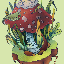 Грибной стикер. Мухомор