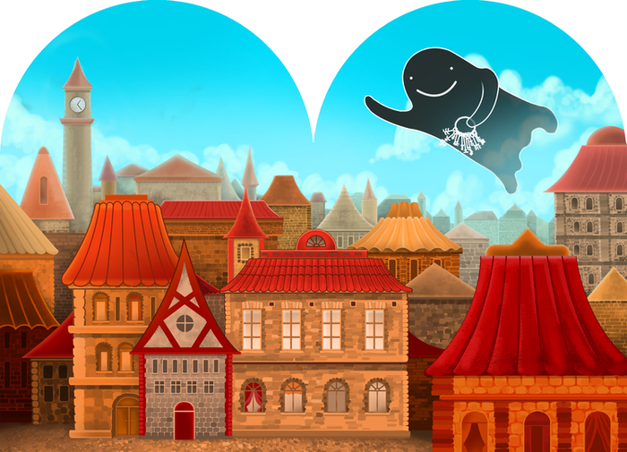 Иллюстрация_Маленькое привидение_Над городом