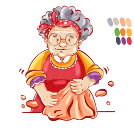 Набросок «Бабушка с тестом»