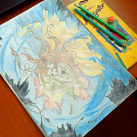 Фея цветными карандашами.