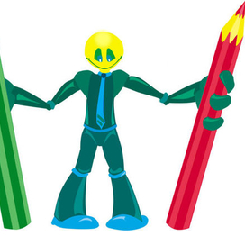 зелёный человечек и карандаши