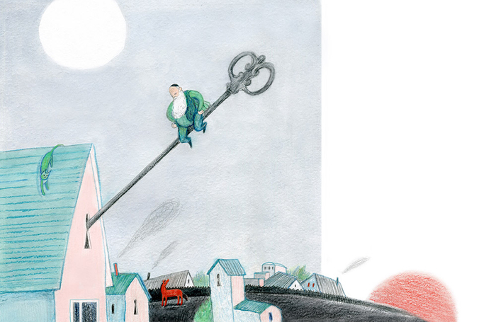 Иллюстрация к книге Исаака Башевиса-Зингера "Старейшины Хелма и ключ Генендл" 