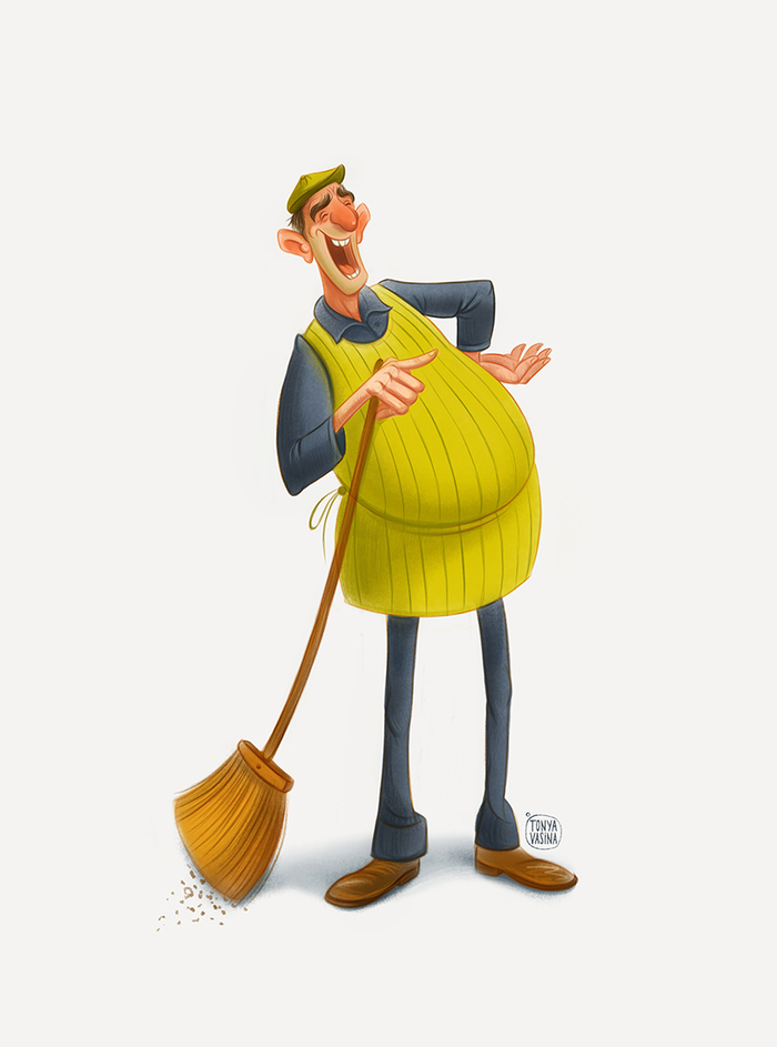 смеющийся дворник