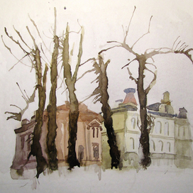 День 11. Деревья в технике "дую во все стороны" :)