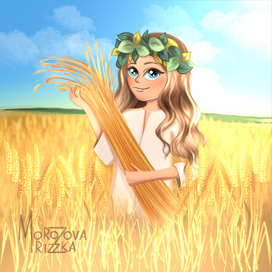 Девушка в поле пшеницы