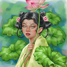 Девушка с цветком лотоса