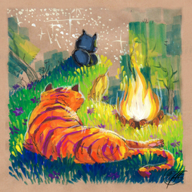 Август - иллюстрация для календаря