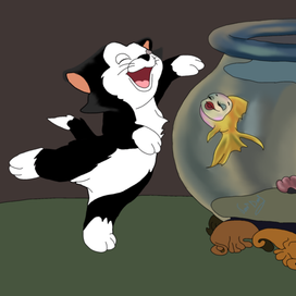 Кот Фигаро и золотая рыбка