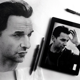 Портрет чб карандашом Dave Gahan Depeche Mode Минск