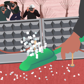 дворники разбрасывают реагенты детскими совками, жкх это дело пресекает