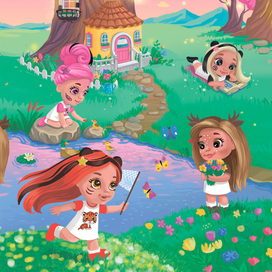 Иллюстрация на оборот упаковки кукол из серии "Лесняши" фабрики игрушек "Весна"