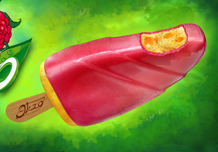 Реклама мороженного Эkzo "манго-малина". Мороженое.