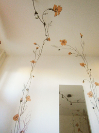 маки, роспись стены, спальня