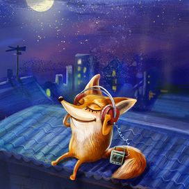 Лиса слушает музыку