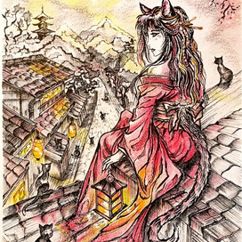 Бакэнэко - кошка-оборотень из японского фольклора