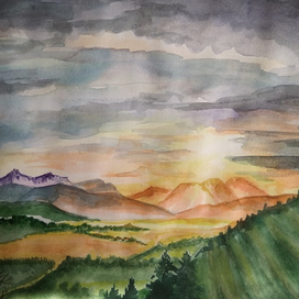 Рассвет над горной долиной