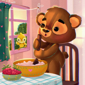 Медвежонок Мотя готовит пирог