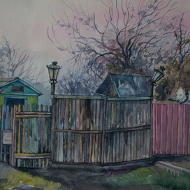 Закат над фонарями