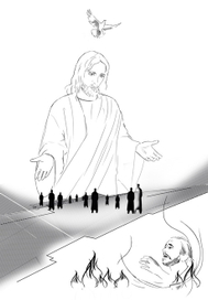 Иисус Христос выводит грешников из Ада...