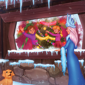 Королева Снежная у окна