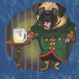 Мопс пьющий сидр