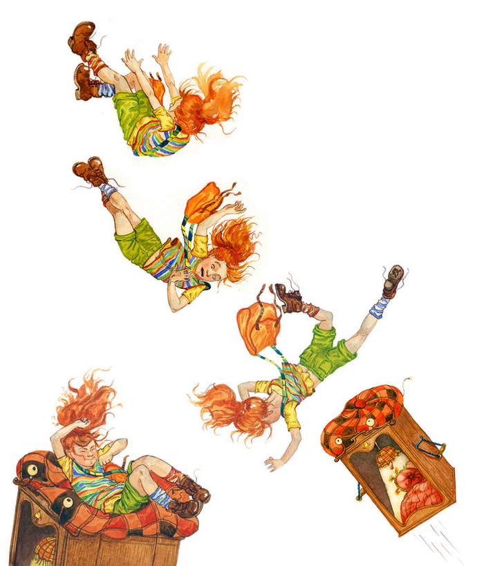 Джема летит вниз с высоченной лестницы.