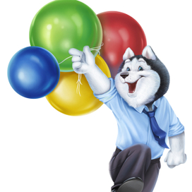Хаски с воздушными шариками
