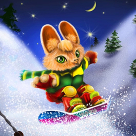 Летучий мышонок - сноубордист