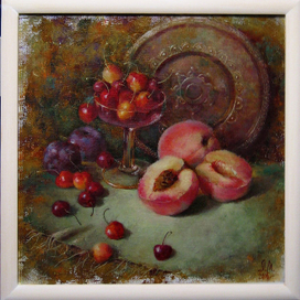 натюморт с персиками