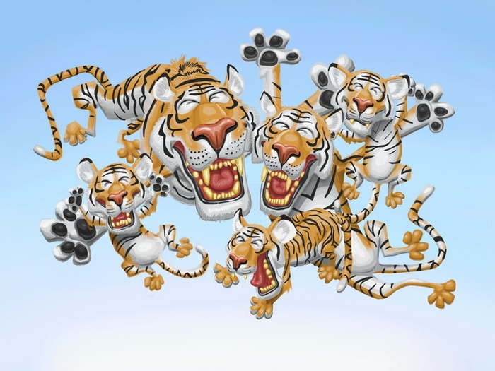 Счастливое тигриное семейство