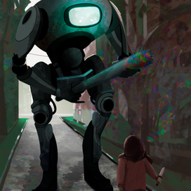 робот и мальчик