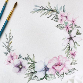 акварельный венок