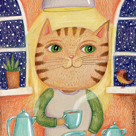 кот с кофейком