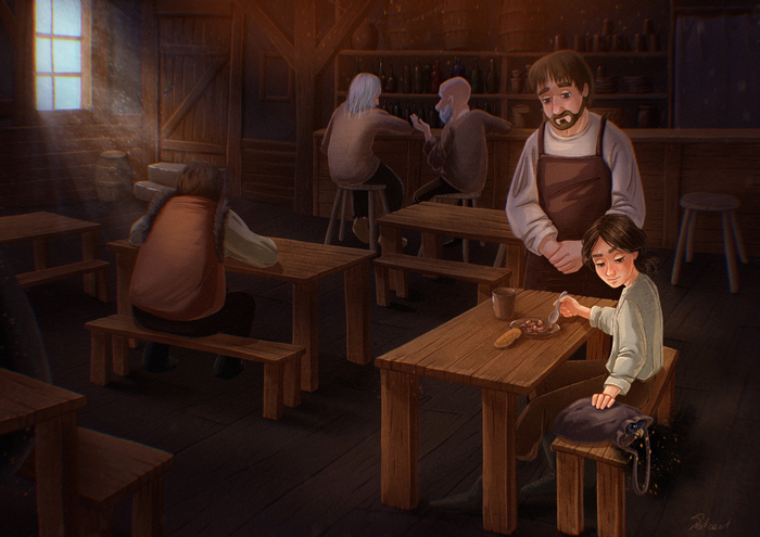 Иллюстрация к книге "Моя темная королева". Сцена в трактире