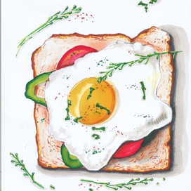 Завтрак. Тост с яичницей