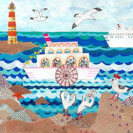 Чайки на море