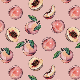 Цветной акварельный паттерн из персиков 