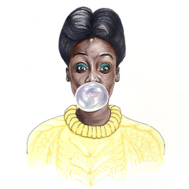 Портрет афроамериканки с пузырем