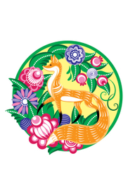 Лисичка в стиле городецкой росписи