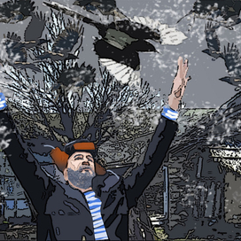 Иллюстрация к сборнику рассказов Г. Рудягина. Смешан. техника.