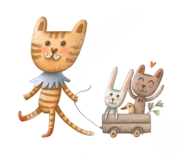 Тигрёнок с тележкой