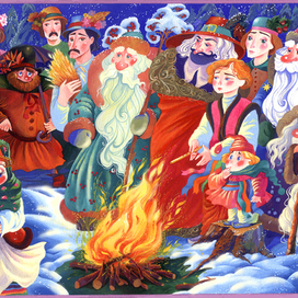 Иллюстрация (разворот) к сказке "Двенадцать месяцев" 