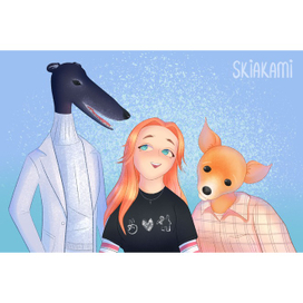 Портрет девушки с собаками